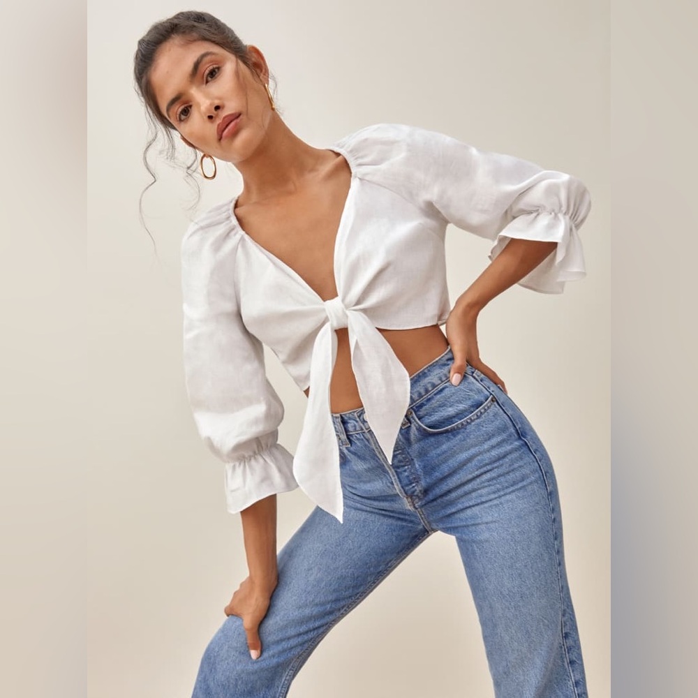 Reformation Hummingbird Linen Top